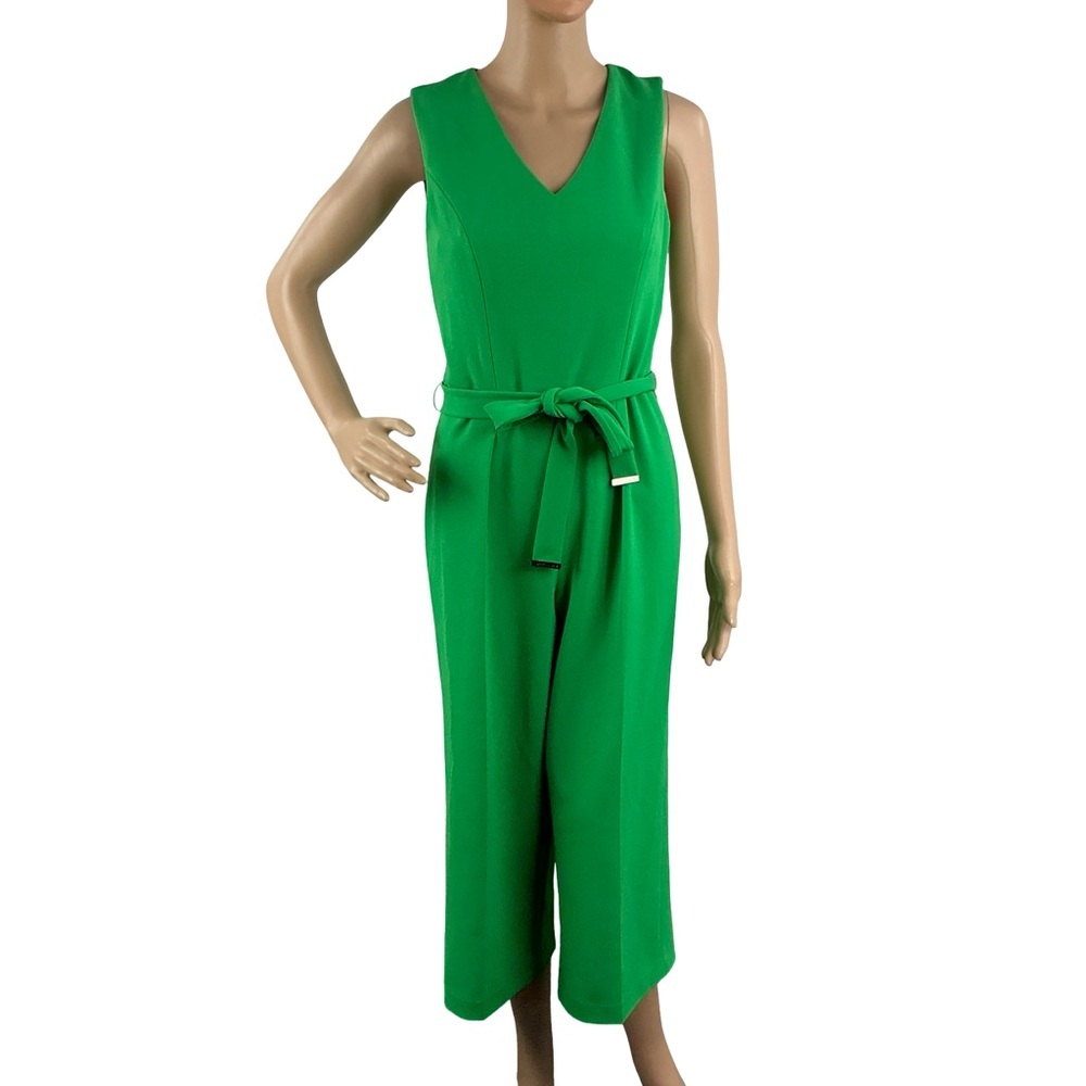 Tommy Hilfiger Sleeveless Belted Green Jumpsuit Size 2